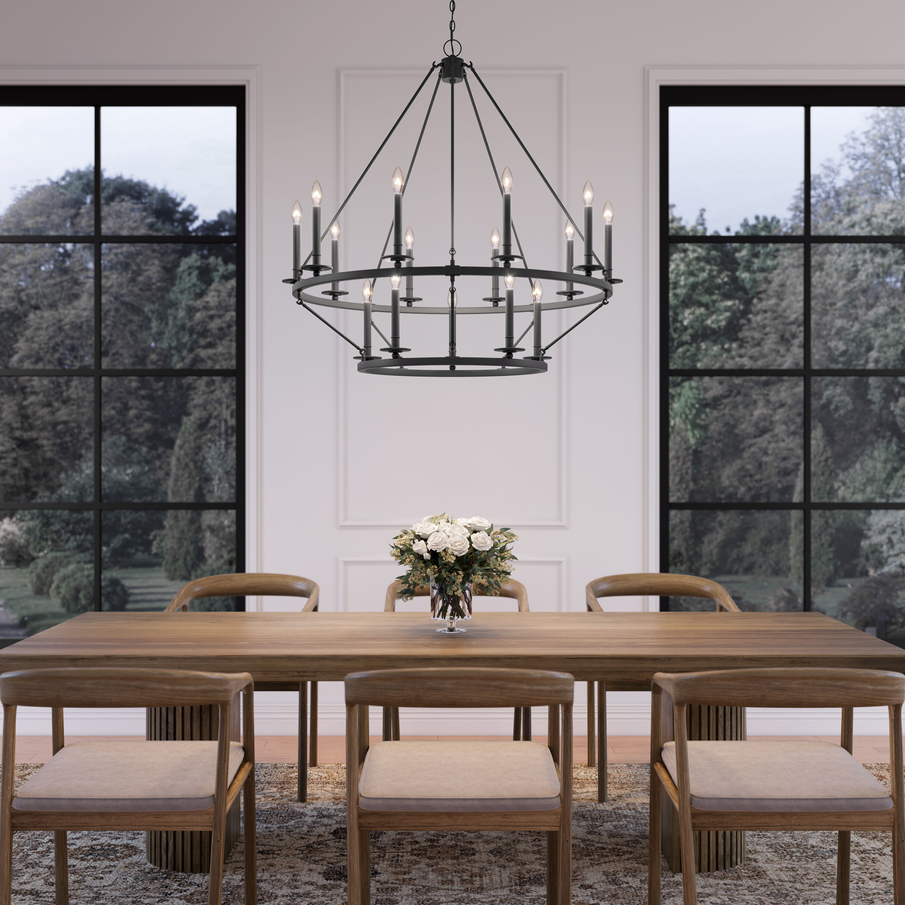 Florence 15 Light 41.75 inch Matte Black Chandelier Ceiling Light